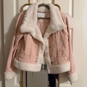 Y2K Celebrity Pink Corduroy Teddy-Sherpa Lined Jacket